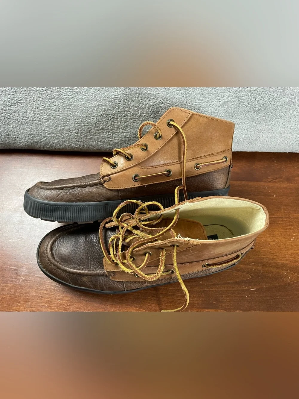 VTG Polo Ralph Lauren Brown Leather Chukka Boots Lace Up Comfort Men's US 10 D